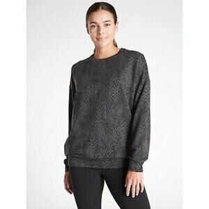 Athleta Studio to Street Splatter Sweatshirt Heather Grey Leopard Size Small